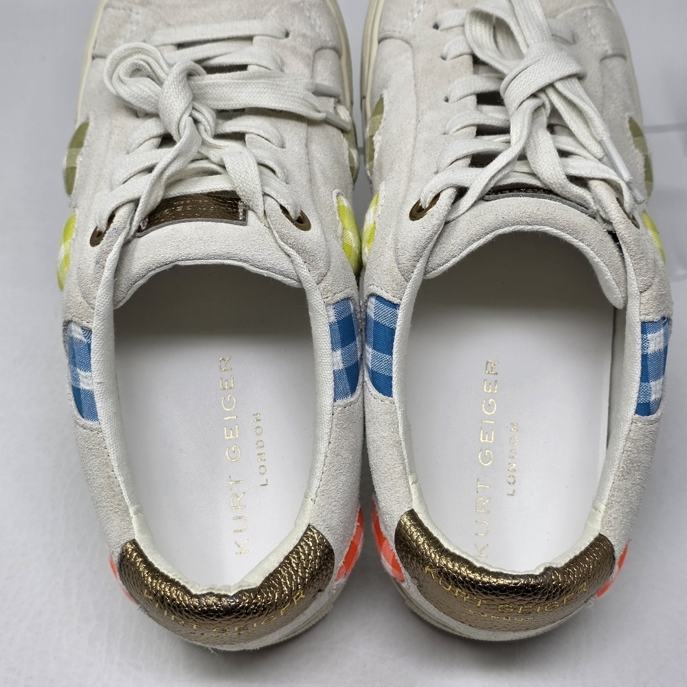 Kurt Geiger Lane Love Sneaker Low Top Lace Up Shoes Gingham Hearts Size EU 38 - Picture 10 of 10